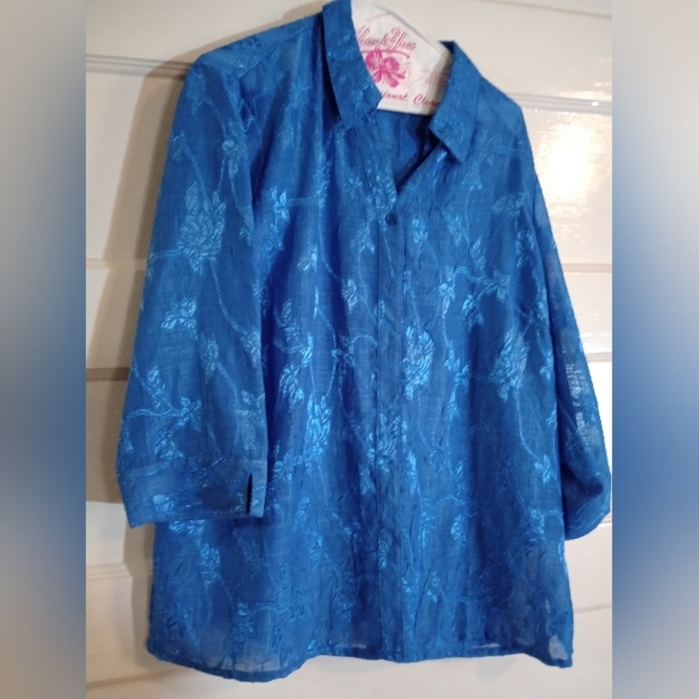Coldwater Creek XL silky blue shirt